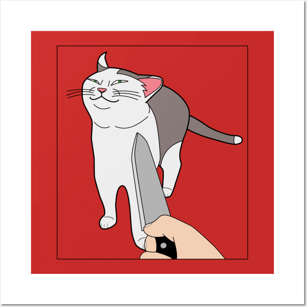 Smug Knife Cat Meme Wall Art by Sashen